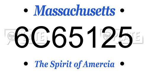 6C65125 Massachusetts License Plate
