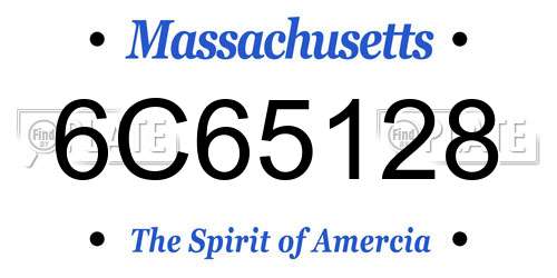 6C65128 Massachusetts License Plate