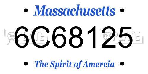 6C68125 Massachusetts License Plate