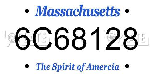 6C68128 Massachusetts License Plate