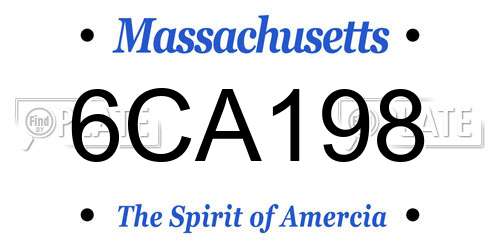 6CA198 Massachusetts License Plate