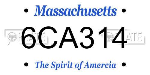 6CA314 Massachusetts License Plate
