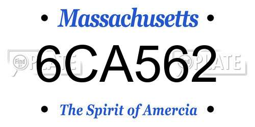 6CA562 Massachusetts License Plate