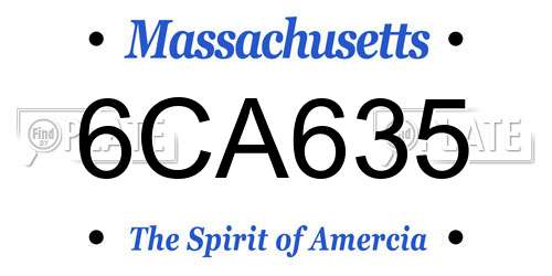 6CA635 Massachusetts License Plate