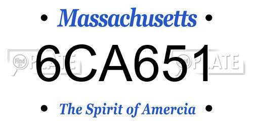 6CA651 Massachusetts License Plate