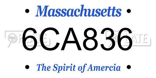 6CA836 Massachusetts License Plate