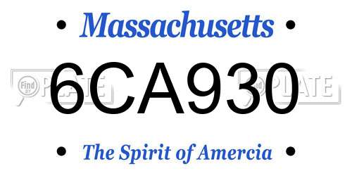 6CA930 Massachusetts License Plate