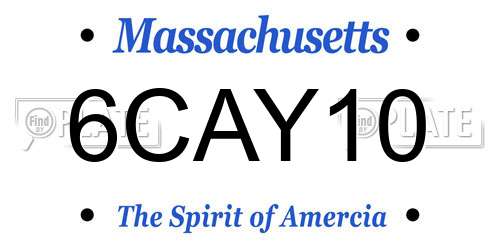 6CAY10 Massachusetts License Plate