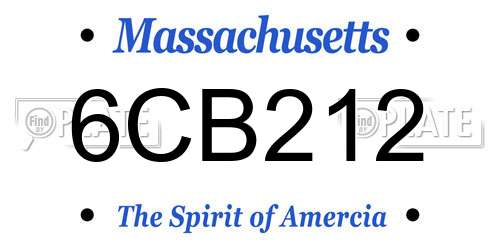6CB212 Massachusetts License Plate