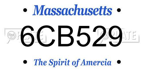 6CB529 Massachusetts License Plate