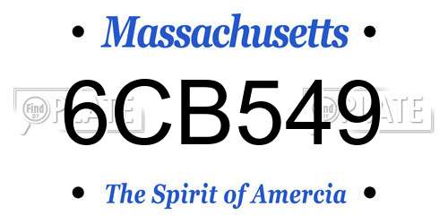 6CB549 Massachusetts License Plate