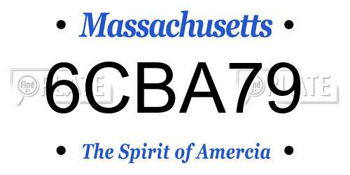 6CBA79 Massachusetts License Plate