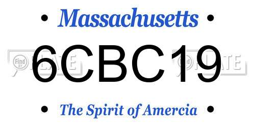 6CBC19 Massachusetts License Plate