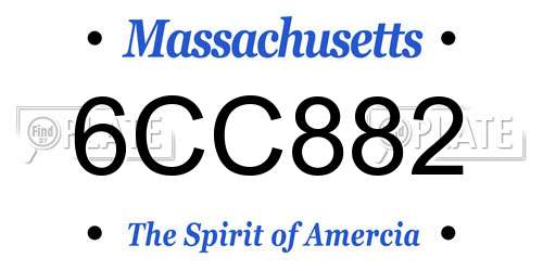 6CC882 Massachusetts License Plate