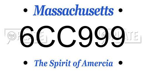 6CC999 Massachusetts License Plate