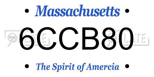 6CCB80 Massachusetts License Plate