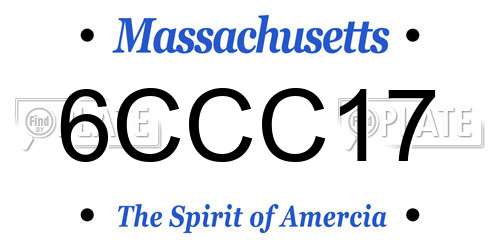 6CCC17 Massachusetts License Plate
