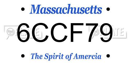 6CCF79 Massachusetts License Plate