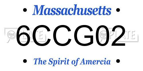 6CCG02 Massachusetts License Plate