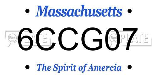 6CCG07 Massachusetts License Plate