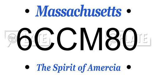 6CCM80 Massachusetts License Plate