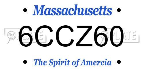 6CCZ60 Massachusetts License Plate