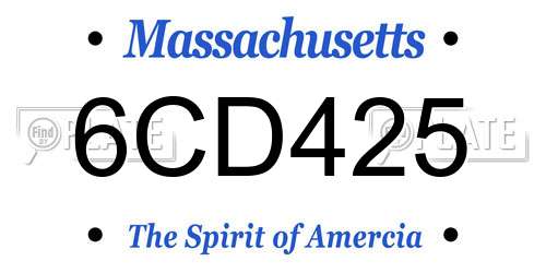 6CD425 Massachusetts License Plate