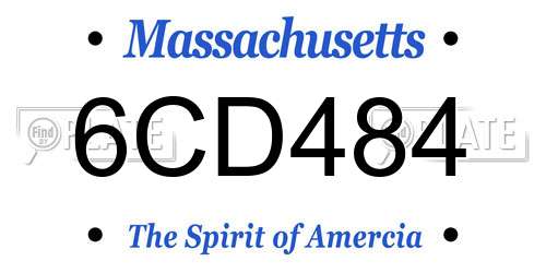 6CD484 Massachusetts License Plate