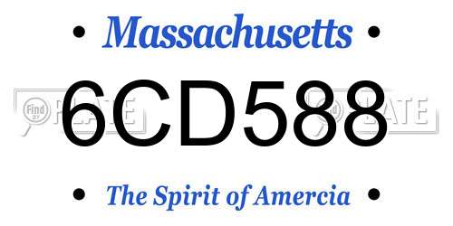 6CD588 Massachusetts License Plate