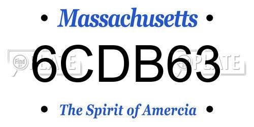 6CDB63 Massachusetts License Plate