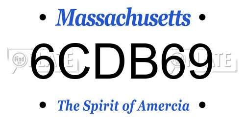 6CDB69 Massachusetts License Plate