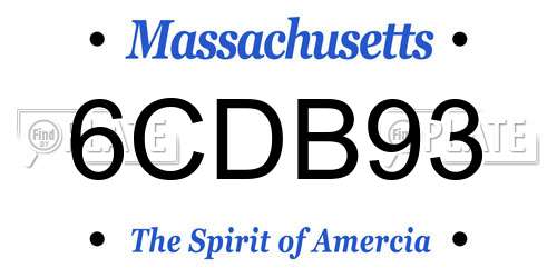 6CDB93 Massachusetts License Plate