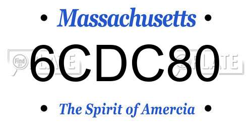 6CDC80 Massachusetts License Plate