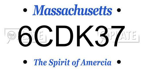 6CDK37 Massachusetts License Plate