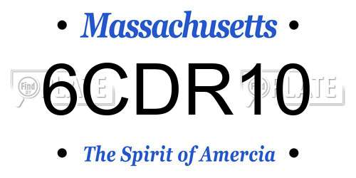 6CDR10 Massachusetts License Plate