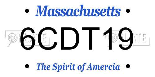 6CDT19 Massachusetts License Plate