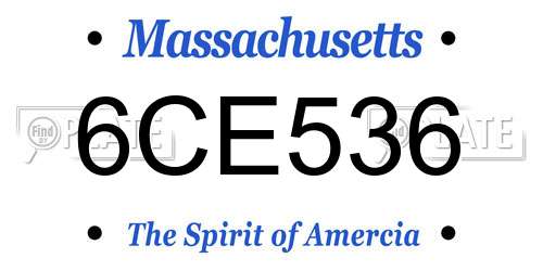 6CE536 Massachusetts License Plate