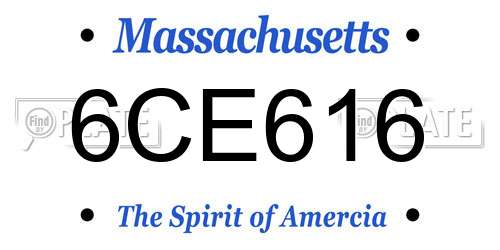 6CE616 Massachusetts License Plate