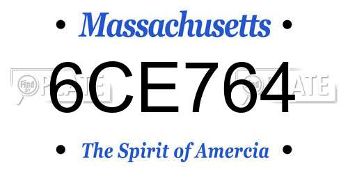 6CE764 Massachusetts License Plate