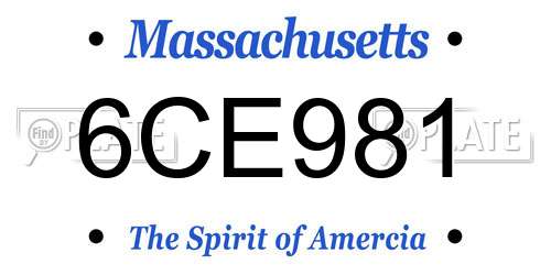 6CE981 Massachusetts License Plate