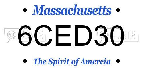 6CED30 Massachusetts License Plate