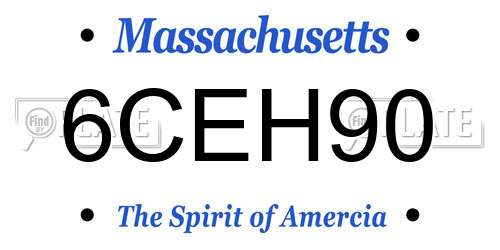 6CEH90 Massachusetts License Plate
