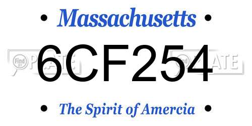 6CF254 Massachusetts License Plate