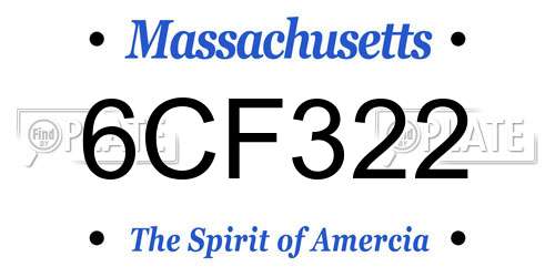 6CF322 Massachusetts License Plate
