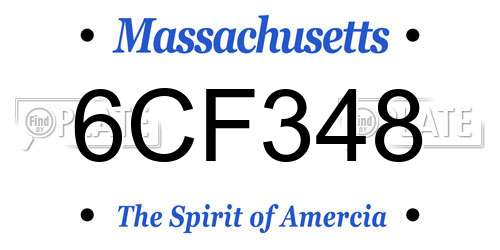 6CF348 Massachusetts License Plate