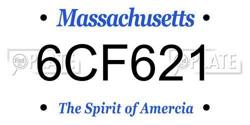 6CF621 Massachusetts License Plate