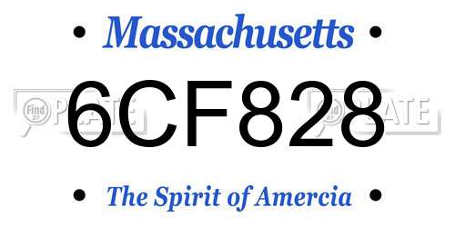 6CF828 Massachusetts License Plate