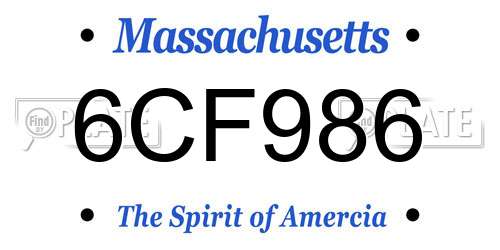 6CF986 Massachusetts License Plate