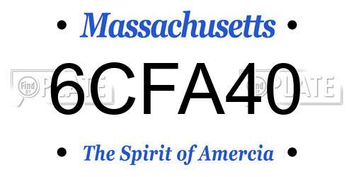 6CFA40 Massachusetts License Plate