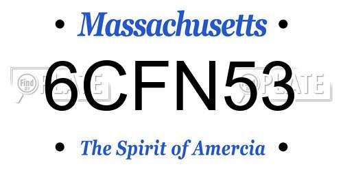 6CFN53 Massachusetts License Plate